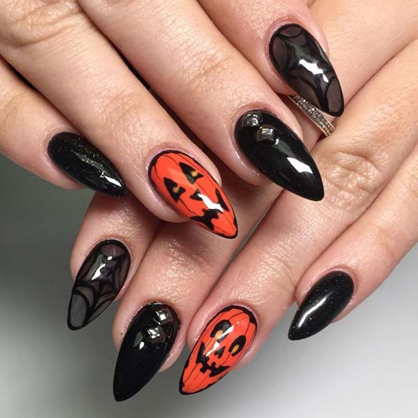 Pumpkin Halloween Art Design #nails #Halloween nails #trendypins