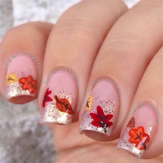 Colorful Leaf Decal Nails #nails #fall nails #beauty #trendypins