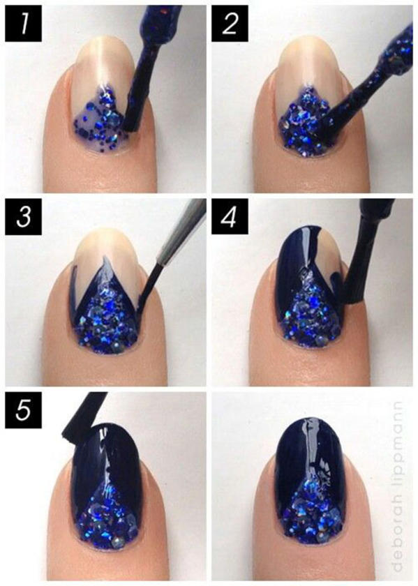 Dark Blue Nail Art Design
