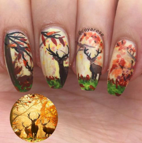 Deer In The Autumn Forest #nails #fall nails #beauty #trendypins