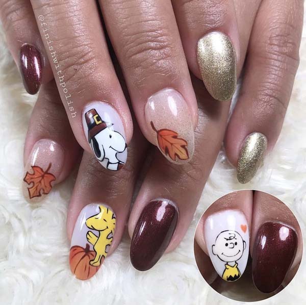 Fall Nail Art Designs Snoopy #nails #fall nails #beauty #trendypins