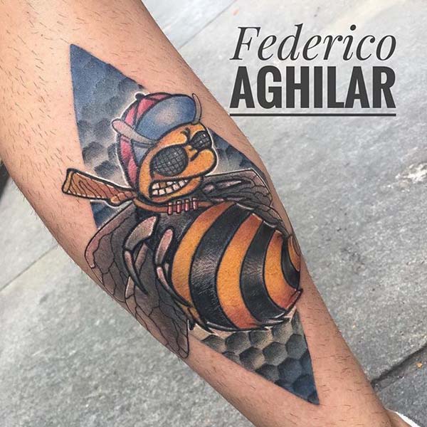 Bee Tattoo in a Gangster Design #bee tattoos #tattoo #beauty #trendypins 