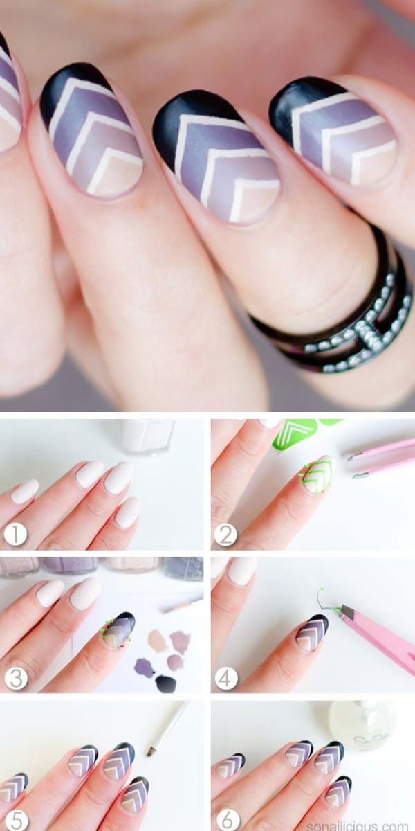 Geometric Gradient Nail Art Tutorial