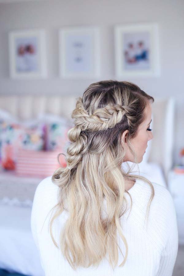 Mixed Half Up Braid