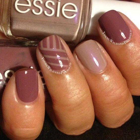 Nails with Horizontal Pink Stripes #nails #fall nails #beauty #trendypins