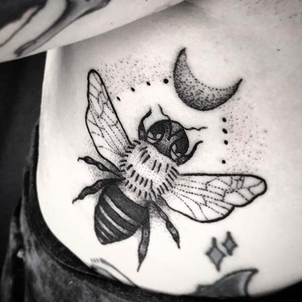 Simple Black White Bee Tattoo Designs - Trendy Pins