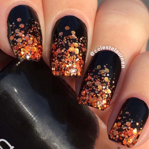 Fall Gold Shades On Black Matt Nail Polish #nails #fall nails #beauty #trendypins