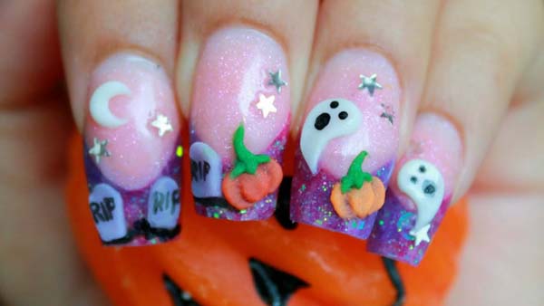 3D Candy Style Halloween Nail Art Design #Halloween #nails #trendypins