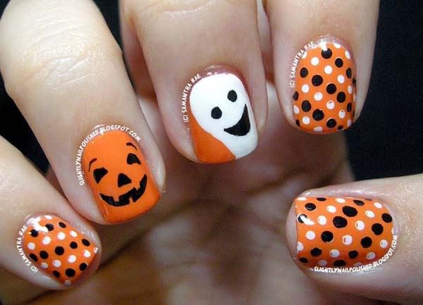 Cute  Dotted Halloween Nails #Halloween #nails #trendypins