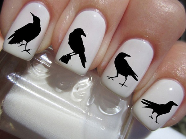 Raven Halloween Nail Design #nails #Halloween nails #trendypins