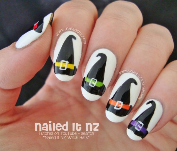 Black Hoodies With a Funny Colored Belts #Halloween #nails #trendypins