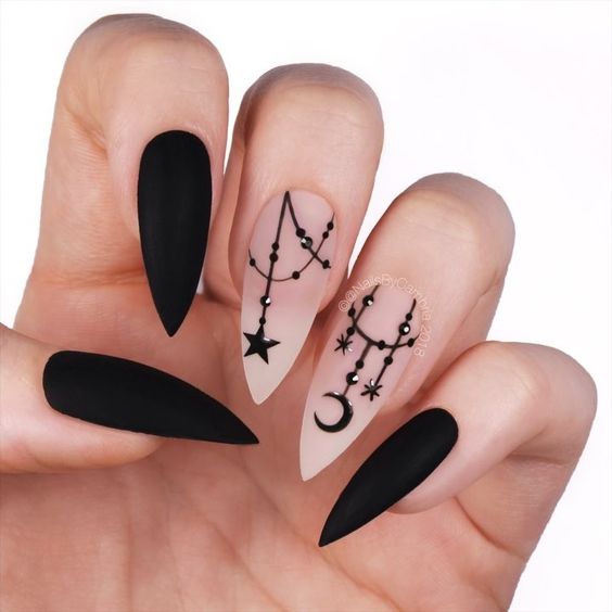 Starry Night Halloween Inspired Design #nails #Halloween nails #trendypins