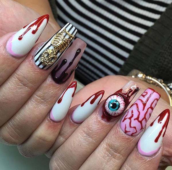 Bloody Eye Halloween Nail Polish Art #nails #Halloween nails #trendypins