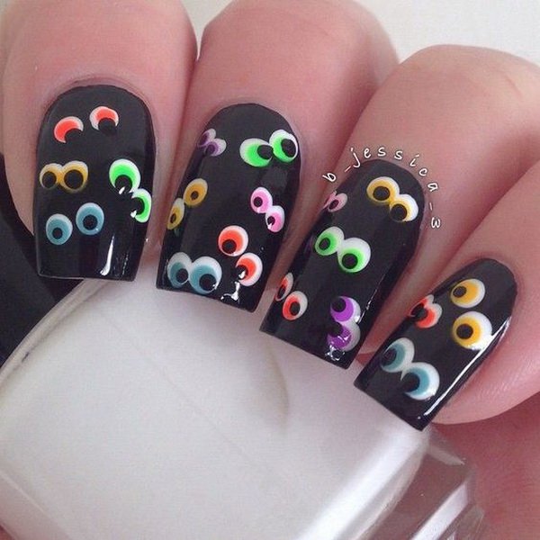 Funny Eyes in the Darkness Halloween Nails #Halloween #nails #trendypins