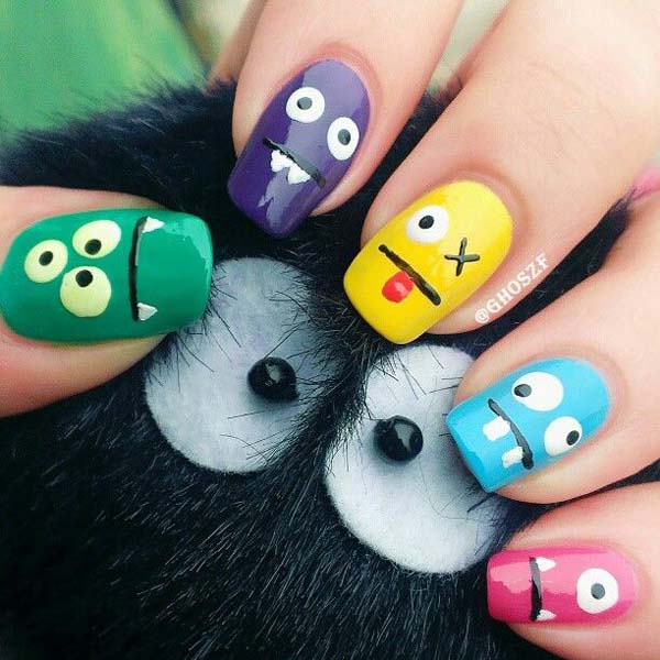 Pop Eye Cartoons On Halloween Nails #Halloween #nails #trendypins
