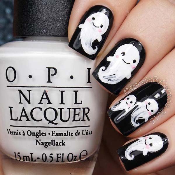 Black and White Ghostbuster Nails #Halloween #nails #trendypins