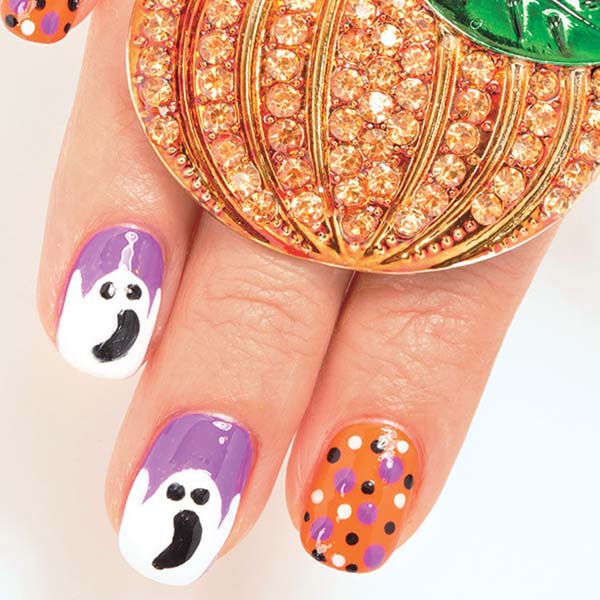 Ghosts in Purple Halloween Nail Design #Halloween #nails #trendypins