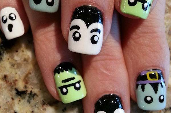 Funny Faces On Nails #Halloween #nails #trendypins