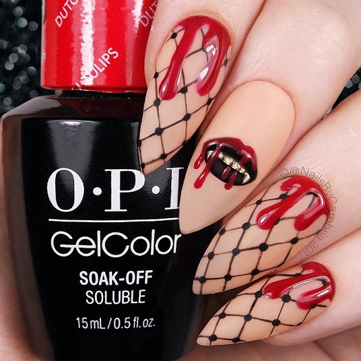 Bloody Kiss on a Web Base #nails #Halloween nails #trendypins