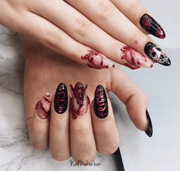 Bloody Nails on Fatal Friday #nails #Halloween nails #trendypins