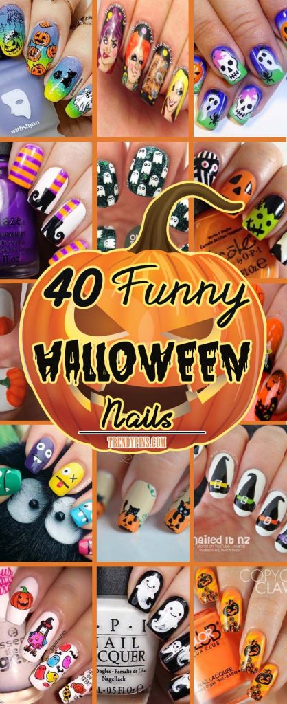 I’ve got a wonderful collection of 40 funny nail art designs that you can do for yourself. You’re going to love these nail art designs and I hope you will share your favorite and how well it matched your Halloween costume! #Halloween #nails #trendypins
