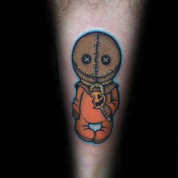 A Child Wearing a Sack on His Head With Button Eyes #Halloween #tattoos #trendypins