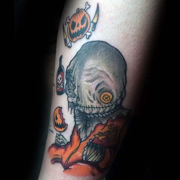 A Colorful, Yet Creepy Illustration of a Boy with Button Eyes #Halloween #tattoos #trendypins