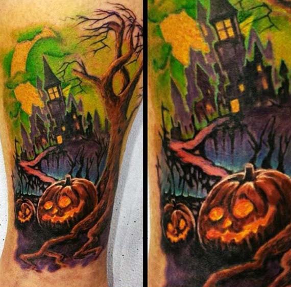 A Ghostly Scene Which Almost Resembles a Watercolor Painting #Halloween #tattoos #trendypins