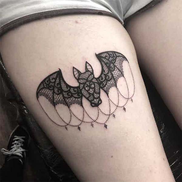 A Gothic Inspired Tattoo of a Laced Bat #Halloween #tattoos #trendypins