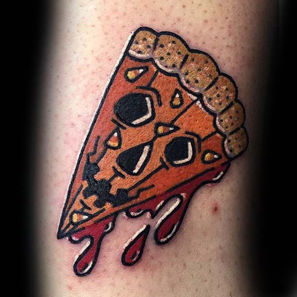 A Slice of Pumpkin Pizza Covered in Blood #Halloween #tattoos #trendypins