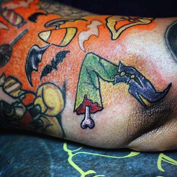 Candy Corn, Bats, and Witches #Halloween #tattoos #trendypins