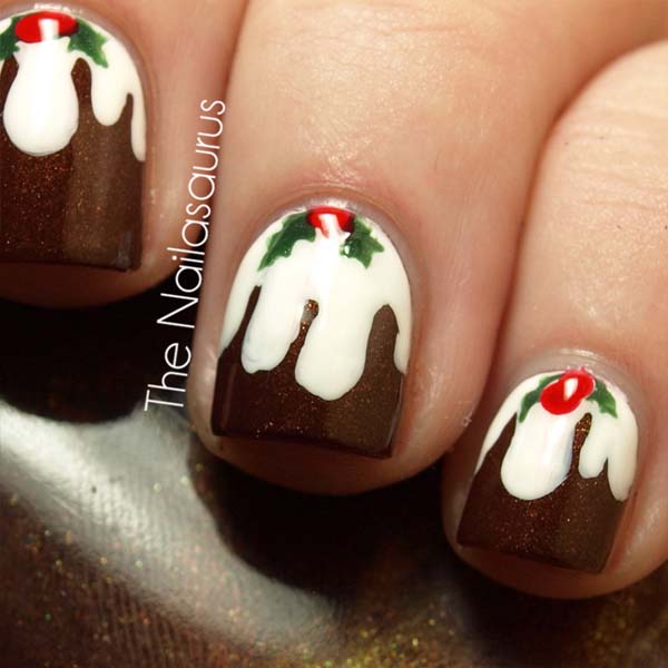 Christmas Pudding Nail Design #Christmas #nails #trendypins