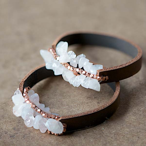 DIY Leather and Crystal Bracelet #DIY #Christmas #gifts #trendypins