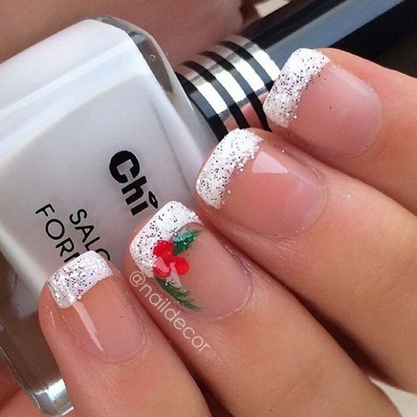 Festive Christmas French Manicure #Christmas #nails #trendypins