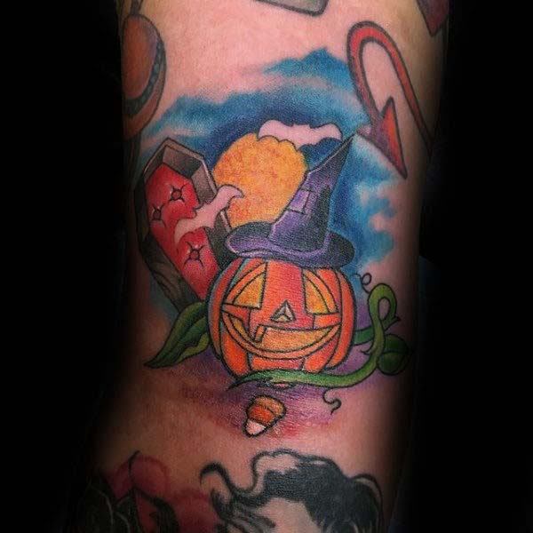 Is There Anything Spookier Than Witch Hats Coffins and Candy Corn #Halloween #tattoos #trendypins