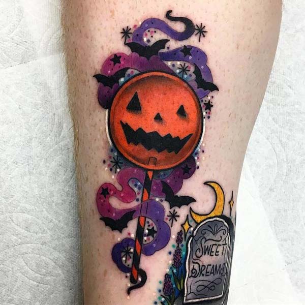 Jack  O'lantern Lollipop #Halloween #tattoos #trendypins