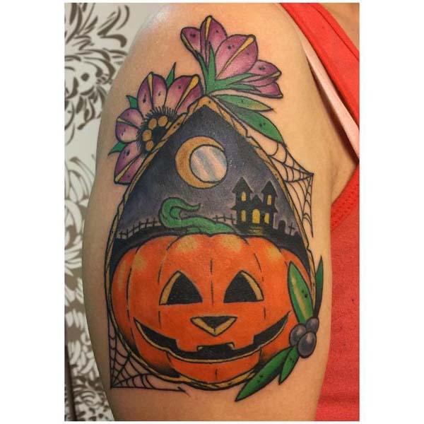 Jack O'lantern Under a Half-moon #Halloween #tattoos #trendypins