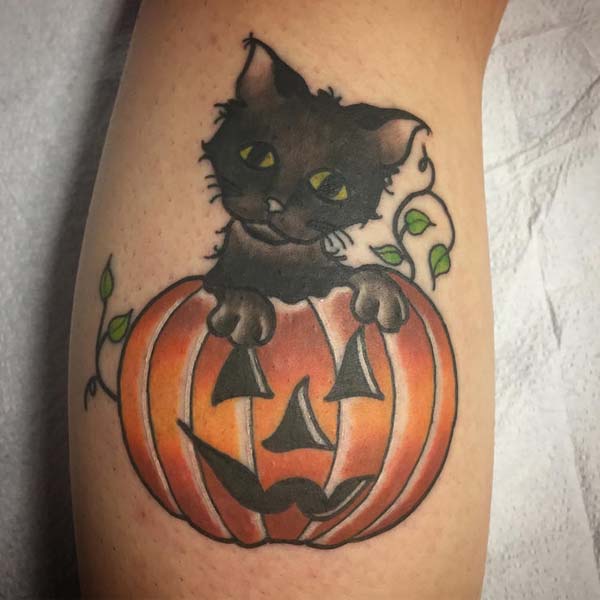 Kitty Hiding in a Pumpkin #Halloween #tattoos #trendypins