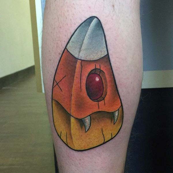 Piece of Candy Corn With Fangs #Halloween #tattoos #trendypins