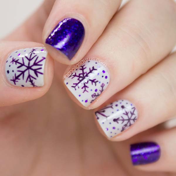 Purple Snowflake Nails #Christmas #nails #trendypins