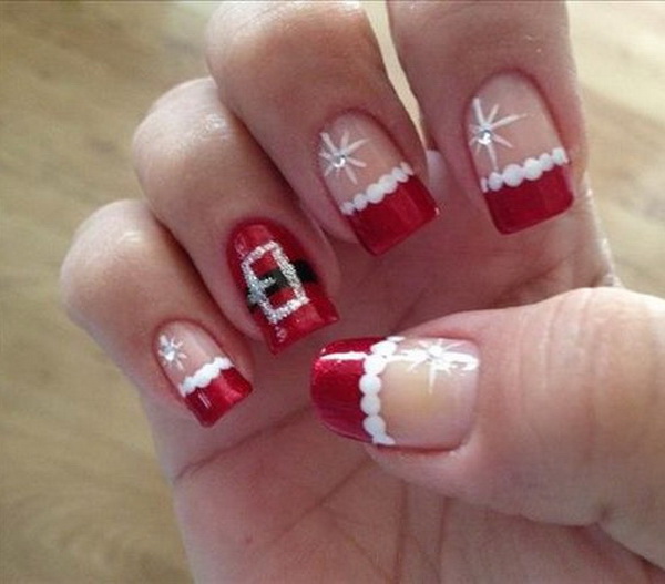 Santa Claus Christmas Nails Design with Rhinestones #Christmas #nails #trendypins