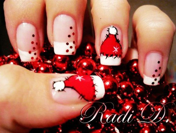 Santa's Hat French Manicure #Christmas #nails #trendypins