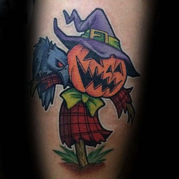 Scarecrow With the Face of a Jack O'lantern #Halloween #tattoos #trendypins