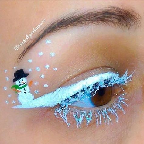 Snowman on an Eyebrow #Christmas #makeup #beauty #trendypins