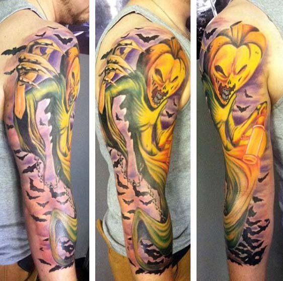 Upper Arm Tattoo of The Pumpkin King #Halloween #tattoos #trendypins