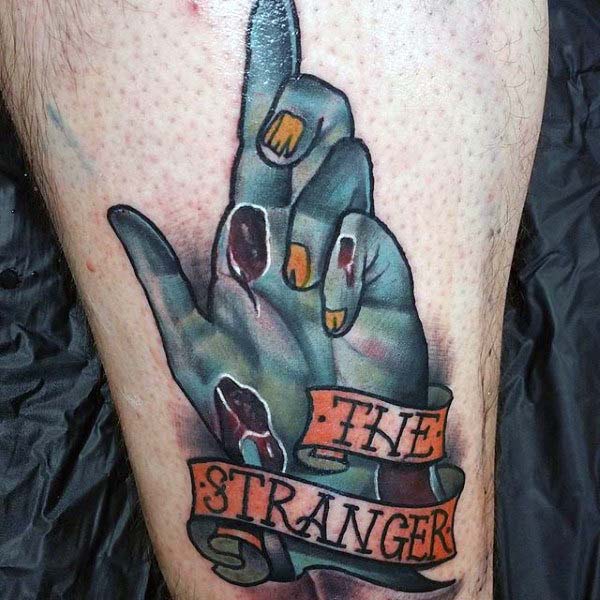 Zombie Hand, With the Words "The Stranger" Underneath #Halloween #tattoos #trendypins