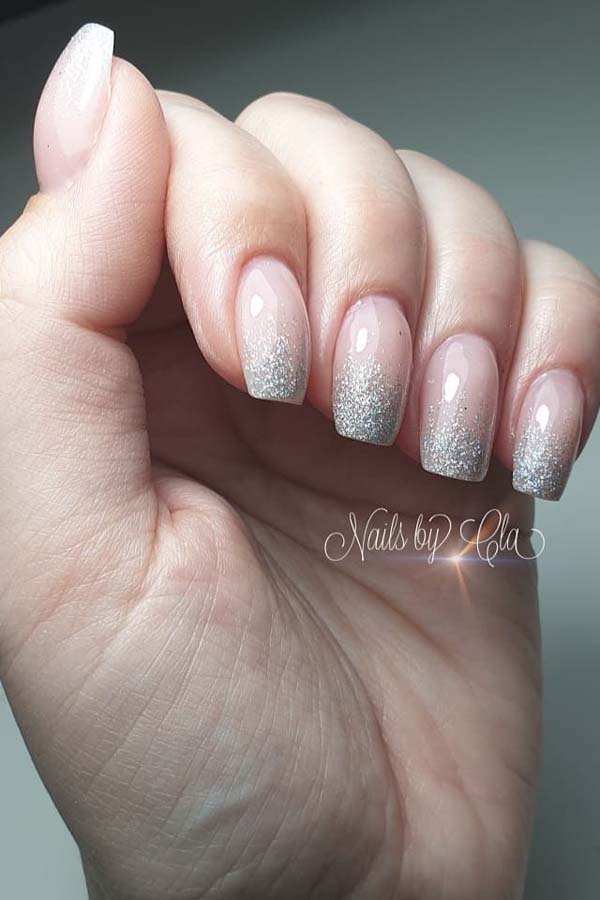 Silver Glittered French Christmas Manicure #Christmas #nails #trendypins