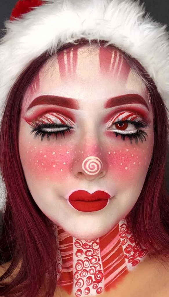 Candy Cane Face Painting #Christmas #makeup #beauty #trendypins