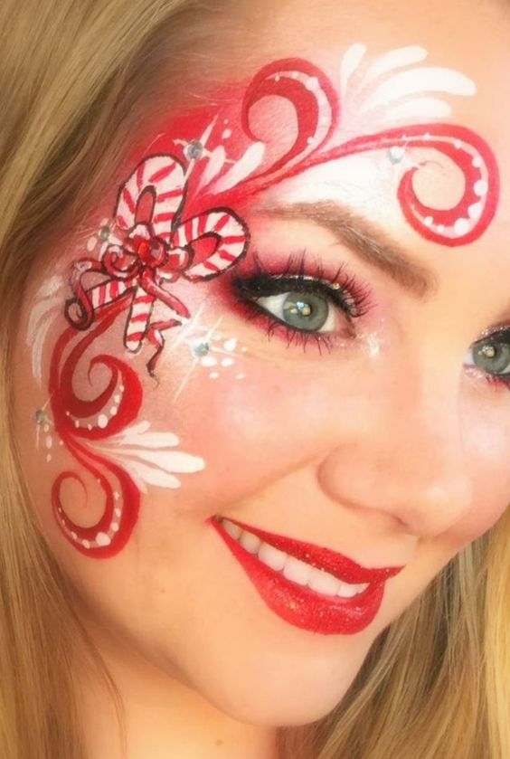 Candy Cane Ribbon Christmas Makeup Look #Christmas #makeup #beauty #trendypins