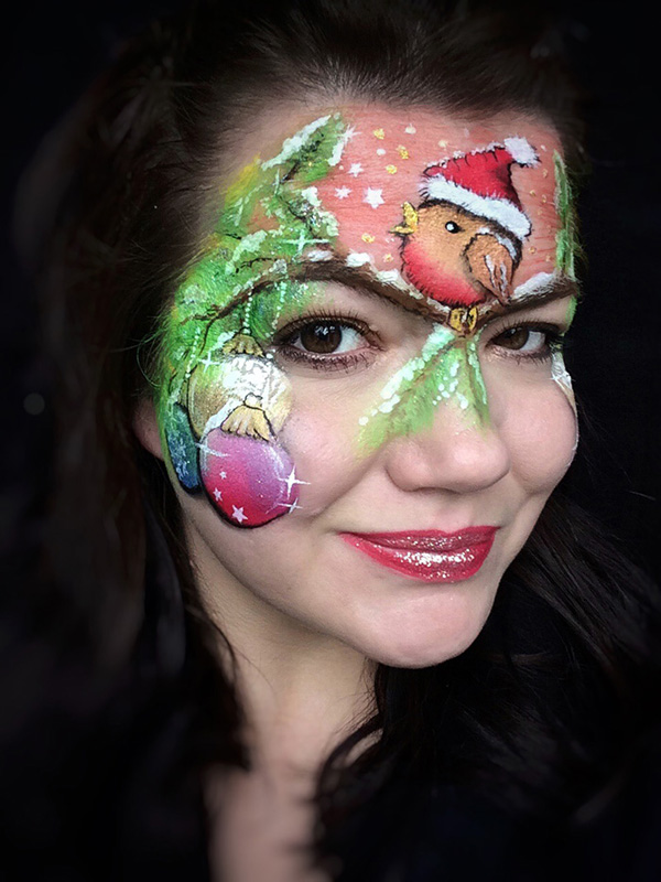 Christmas Baubles and Santa Bird Makeup Look #Christmas #makeup #beauty #trendypins